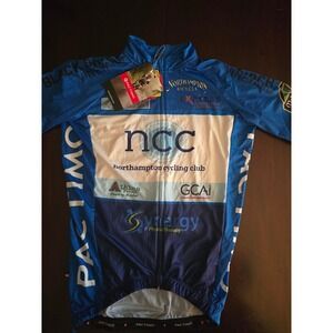 Pactimo Mens XS Northampton Cycling Club Jersey Full Zip Blue White NWT